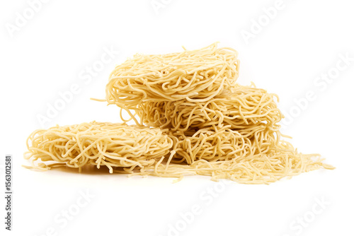 Dry Egg Noodles Stacked, isolated on white background