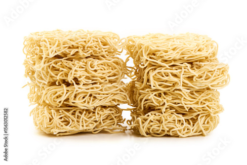 Egg Noodles Stacked, isolated on white background