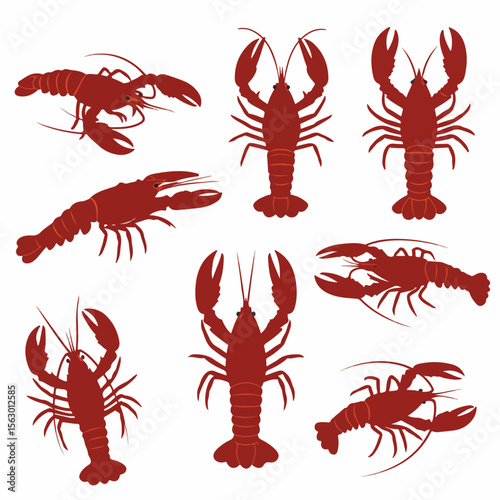 Red Lobster Silhouette Set