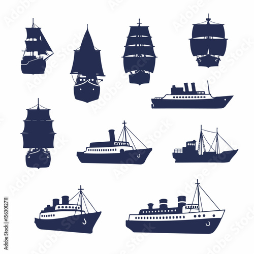 Maritime Ship and Boat Silhouettes Collection