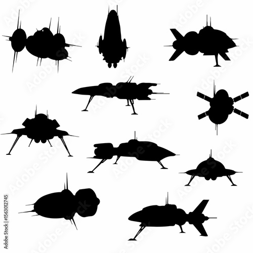Collection of Sci-Fi Spaceship Silhouettes
