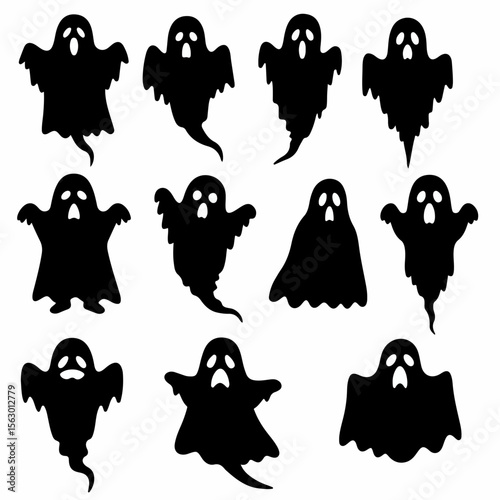 Halloween Ghost Silhouettes Set