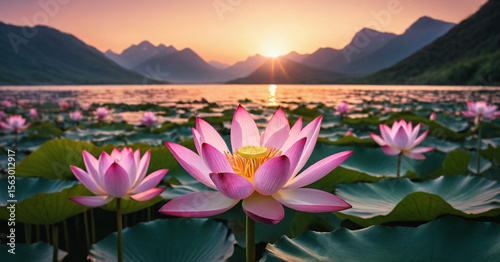 lotus flower on the lake