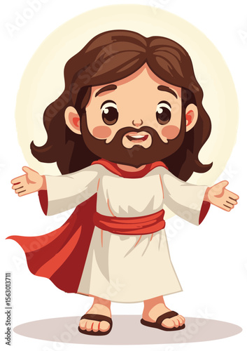 Cute cartoon God character for kids' Bible story or church events. Friendly religious mascot design.