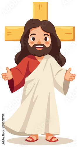 Cute cartoon God character for kids' Bible story or church events. Friendly religious mascot design.