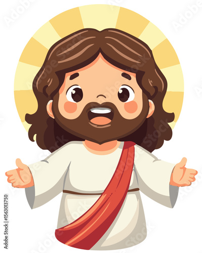 Cute cartoon God character for kids' Bible story or church events. Friendly religious mascot design.