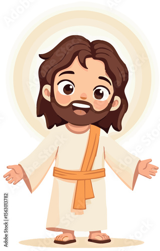 Cute cartoon God character for kids' Bible story or church events. Friendly religious mascot design.