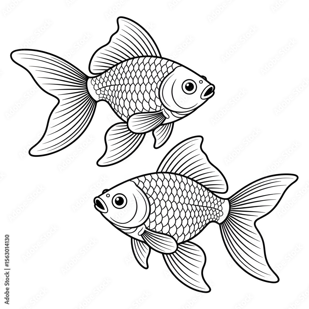 Fototapeta premium two goldfish playing in river