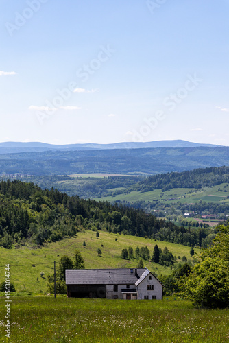 Fototapeta Naklejka Na Ścianę i Meble -  Mountain landscape. Eastern Sudetes Mountains on the border of Poland and the Czech Republic