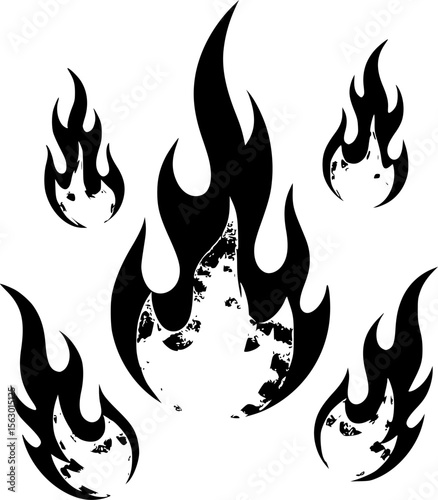 vector art, flames on white background