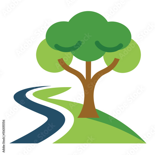 A tree with a path leading to it, a gentle and thoughtful icon for journeys, progress, and finding your way.