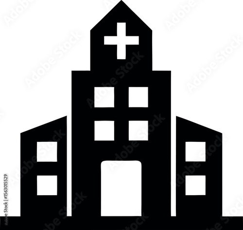 Hospital silhouette icon vector illustration