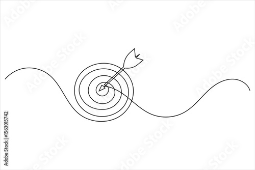 One line drawing target icon outline minimalist concept for marketing focus or achievement theme vector