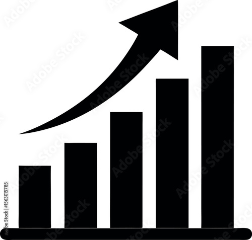 Growth chart silhouette icon vector illustration 