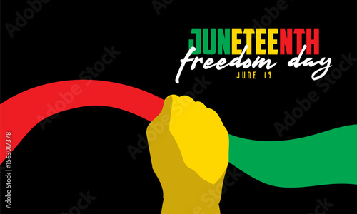 Juneteenth Background Black Fist Red Green Ribbon Freedom

