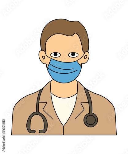 Male Doctor Wearing Medical Mask