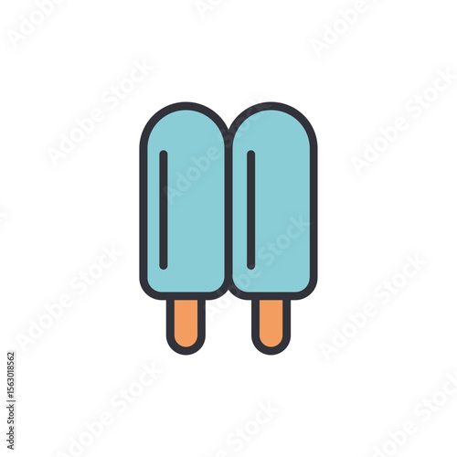 Double The Fun Two Popsicles Together Icon On Transparent Background