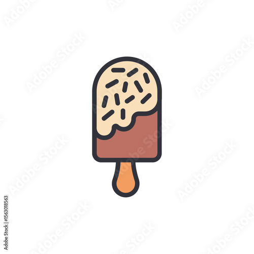 A Colorful Ice Cream Bar With Sprinkles, Isolated On Transparent Layer