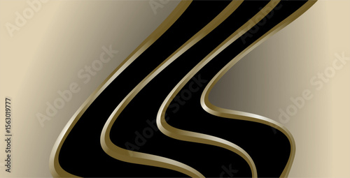 composition of empty space, curved lines and geometric abstract fields with gradations of gold, brown and black as background inspiration for visual communication design