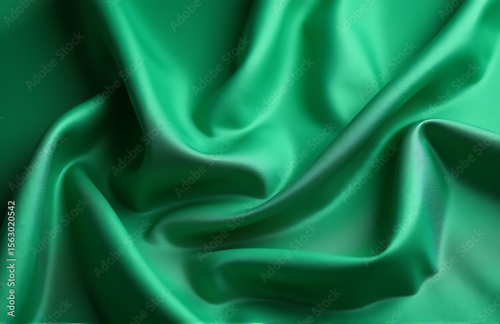 Fototapeta premium green background folds shiny fabric surface provides beautiful canvas designs flourish