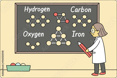 Cartoon vector illustration of a teacher and student with a blackboard, perfect for school and education concepts