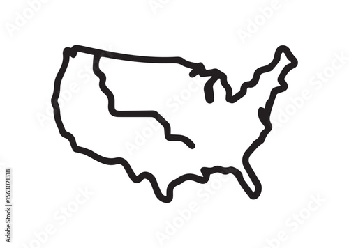 Map of united states line art vector, Map of united states icon