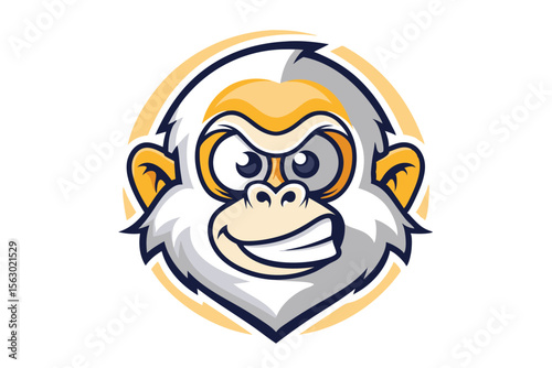 A fierce monkey head with gold accents shows its big smile proudly