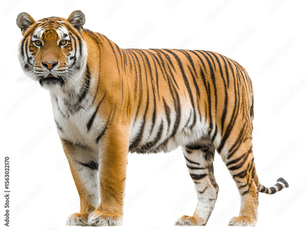 Fototapeta premium Royal Bengal tiger standing pose transparent background
