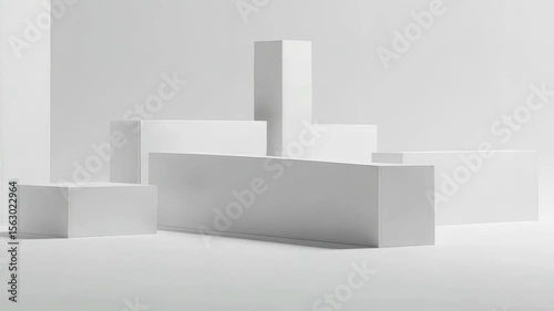 Wallpaper Mural An arrangement of white geometric cubes and blocks creates a modern, minimalist composition Torontodigital.ca