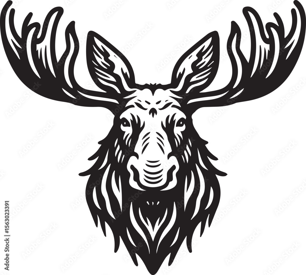 Obraz premium Moose Vector In Black and White