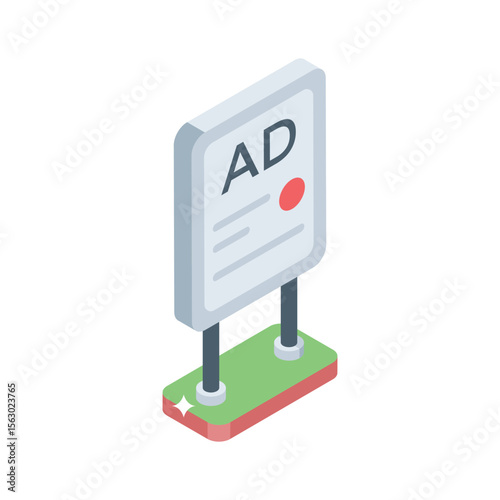An engaging isometric style icon showing outdoor ad placement