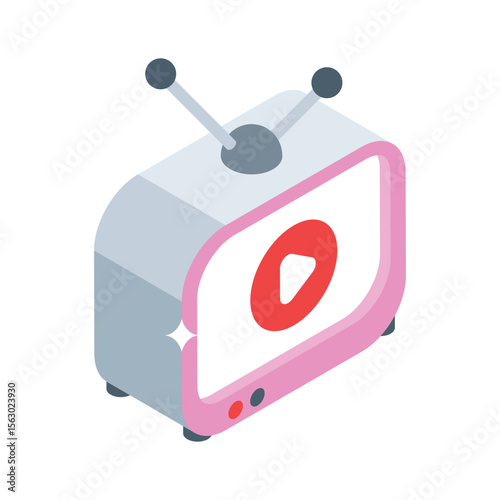 Check out this isometric icon of tv commercial broadcast