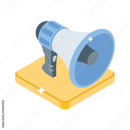Discover this isometric icon of megaphone announcement device