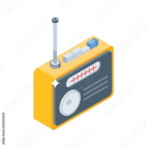 Take a glance at this isometric icon of radio marketing