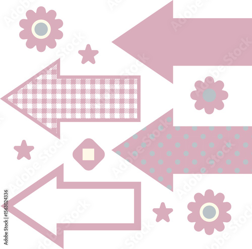 Arrow left icon set - pink