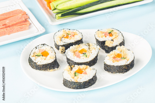 Japanese food sushi, Japanese Rice and vegetable roll
