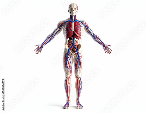 Human Anatomy Circulatory System 3D Model - Full Body View