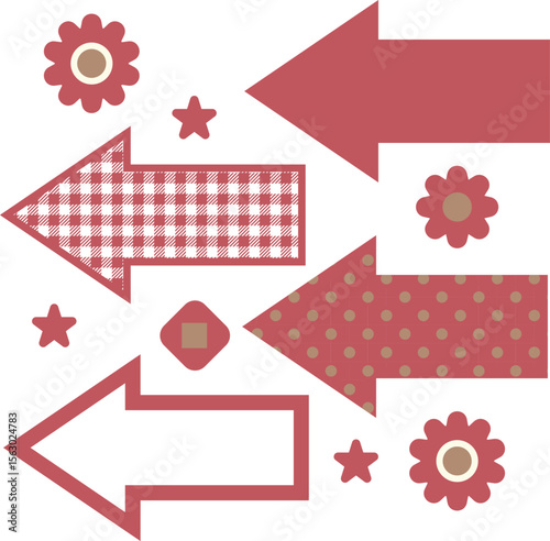 Arrow left icon set - red