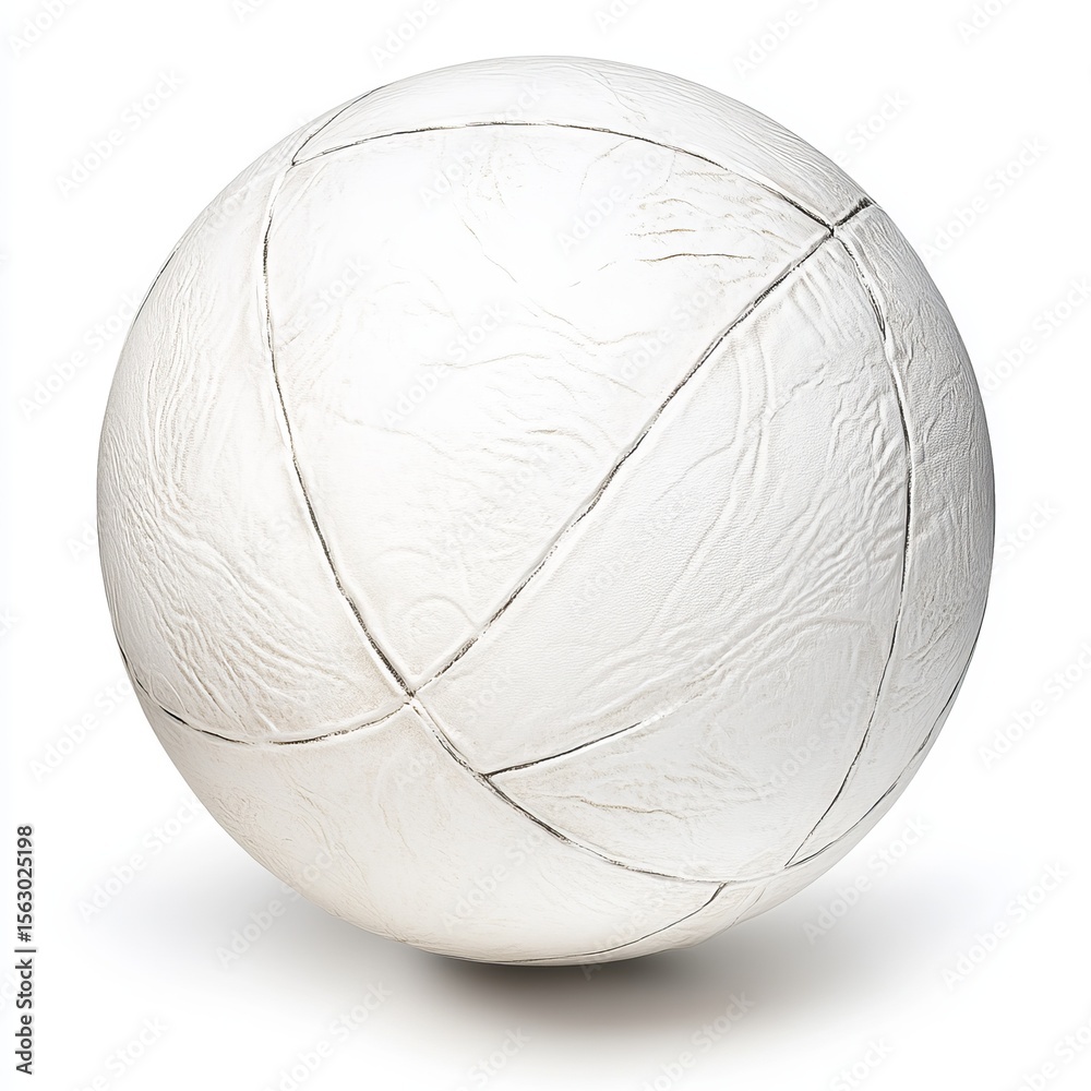 Fototapeta premium White Leather Ball, Studio Shot, Against White Background
