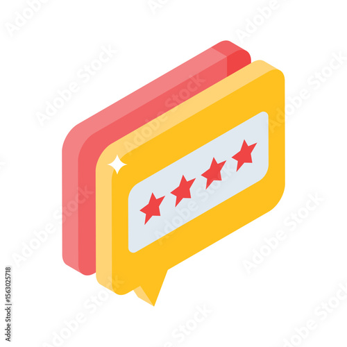 Check out this isometric icon showing feedback message bubble