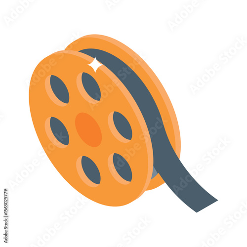 A visually appealing isometric icon showing film reel