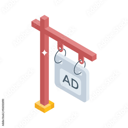 Discover this isometric icon of advertising board