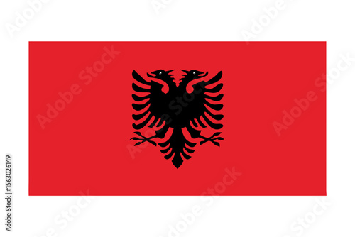 The national flag of albania featuring a prominent black double headed eagle on a red background