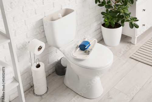 Toilet bowl with removed ta...
