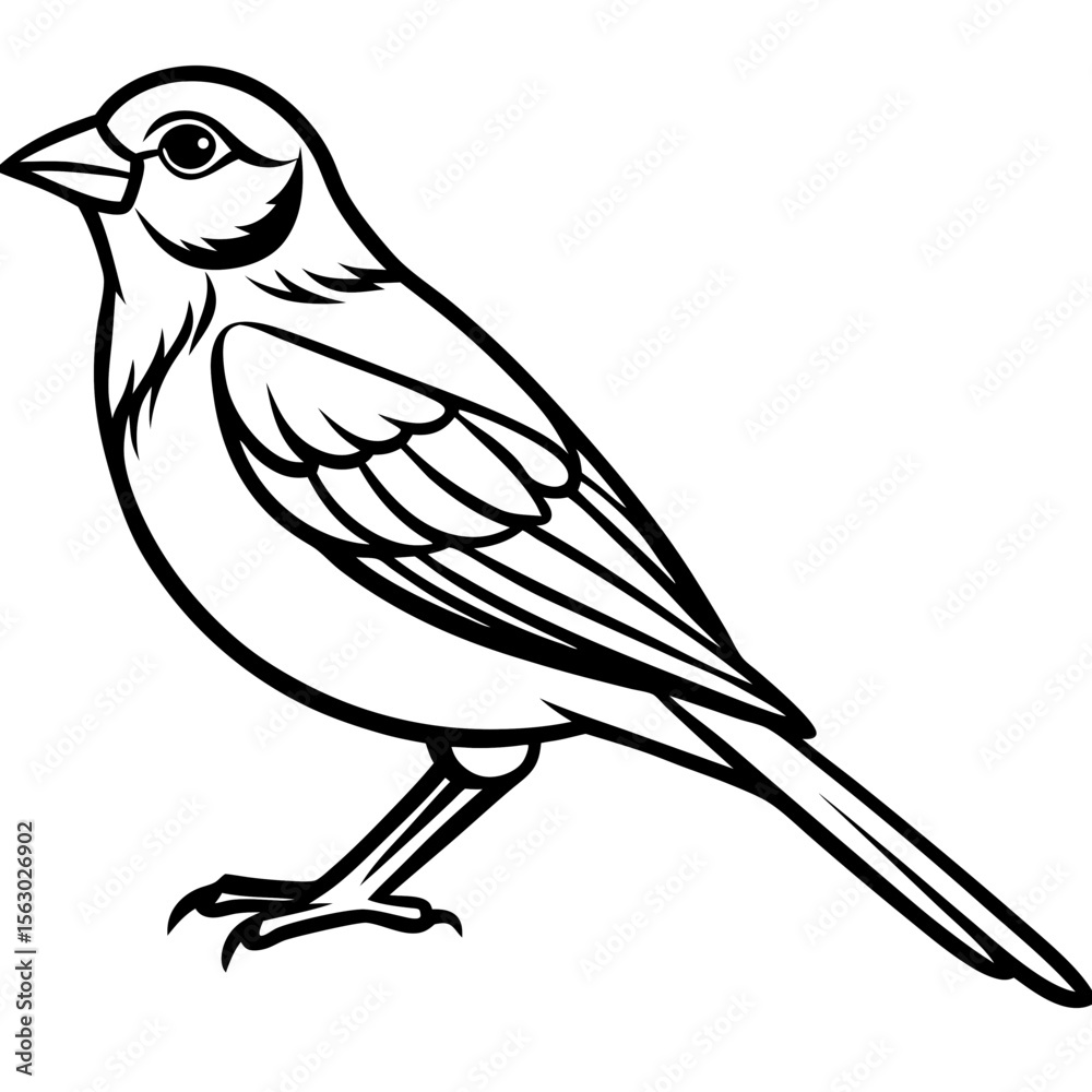 Fototapeta premium Yellowhammer Outline Bird Vector Design