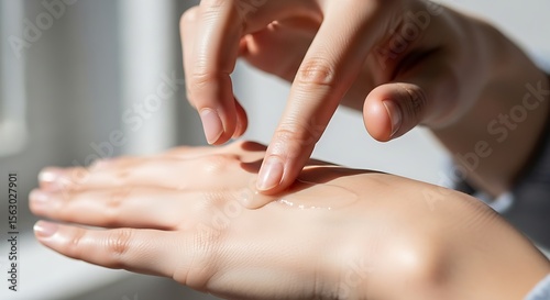 Wallpaper Mural Close-up of hands applying and spreading a gel-like substance. Torontodigital.ca
