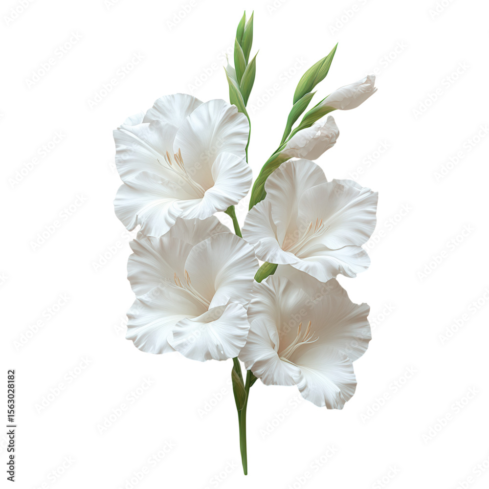Fototapeta premium Gladiolus flower bloom isolated on transparent background