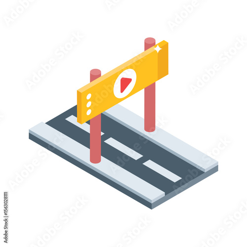 An impressive isometric style icon of video promotion tools
