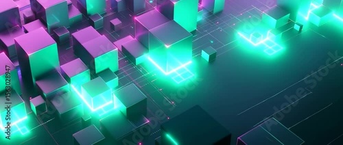 An abstract purple technology background featuring digital patterns glowing elements and futuristic design in a sleek modern aesthetic