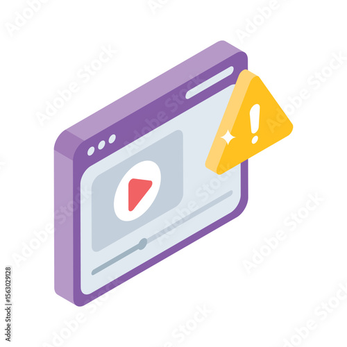 A trendy isometric style icon of video error alert